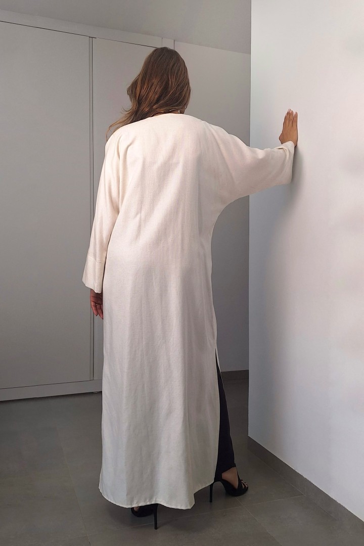 Abaya Artica Lin Coton Calligraphie Évasée Chic Élégante