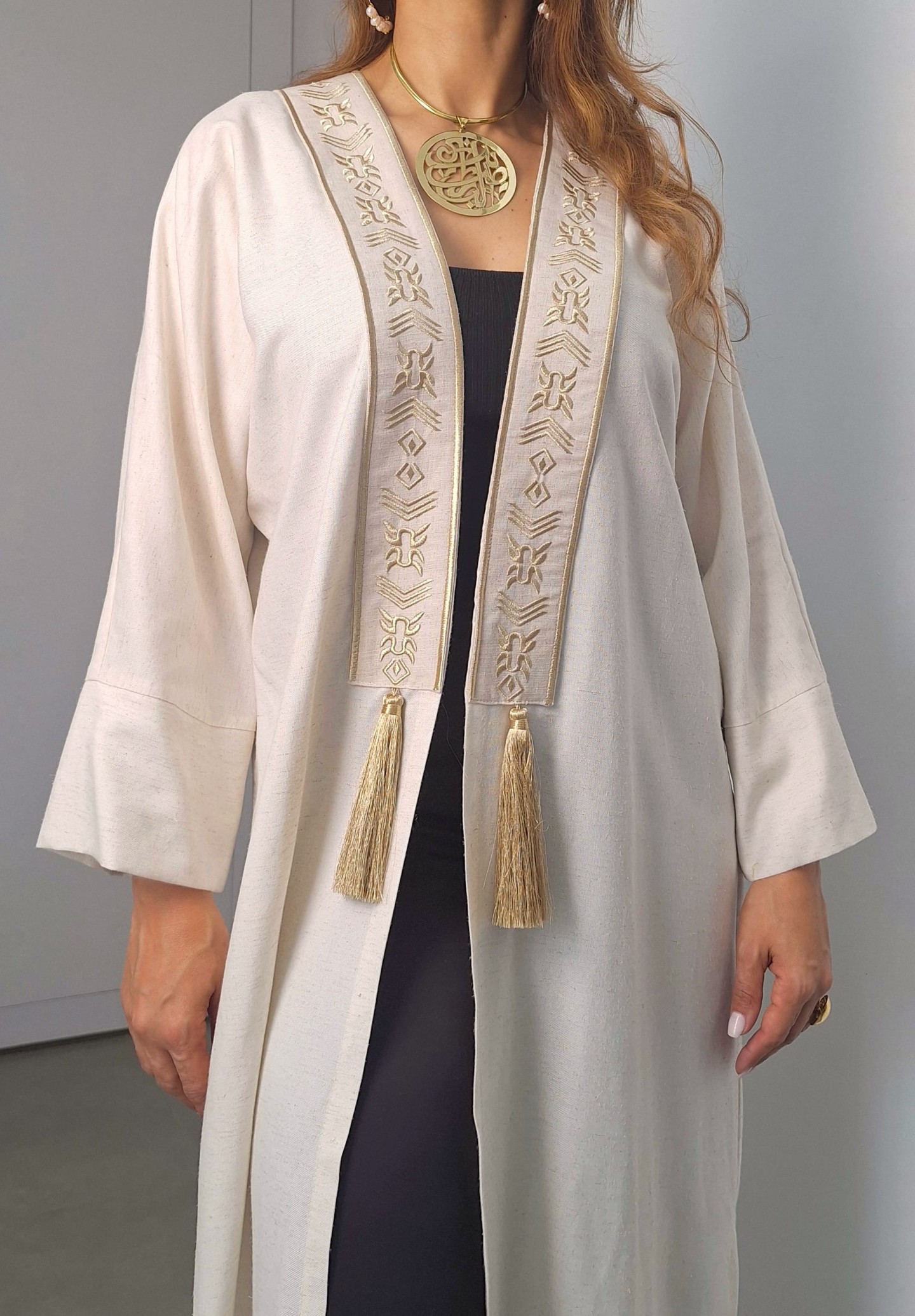 Kimono Antala — Lin & Coton & Broderie Berbère Artisanale
