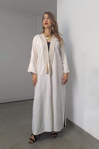 Kimono Antala — Lin & Coton & Broderie Berbère Artisanale