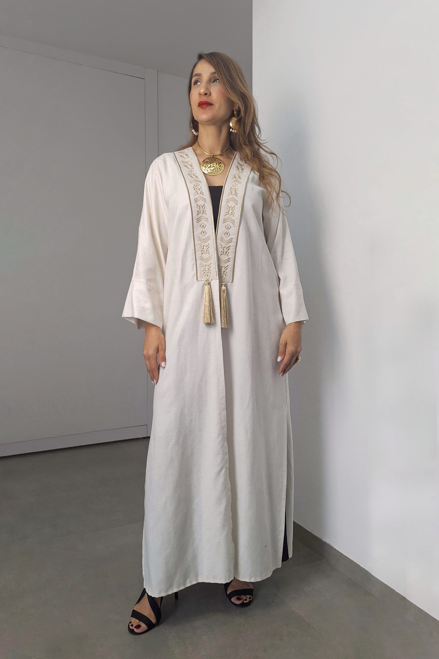 Kimono Antala — Lin & Coton & Broderie Berbère Artisanale