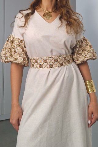 Robe Amel — Lin & Coton & Manches Bouffantes Brodées