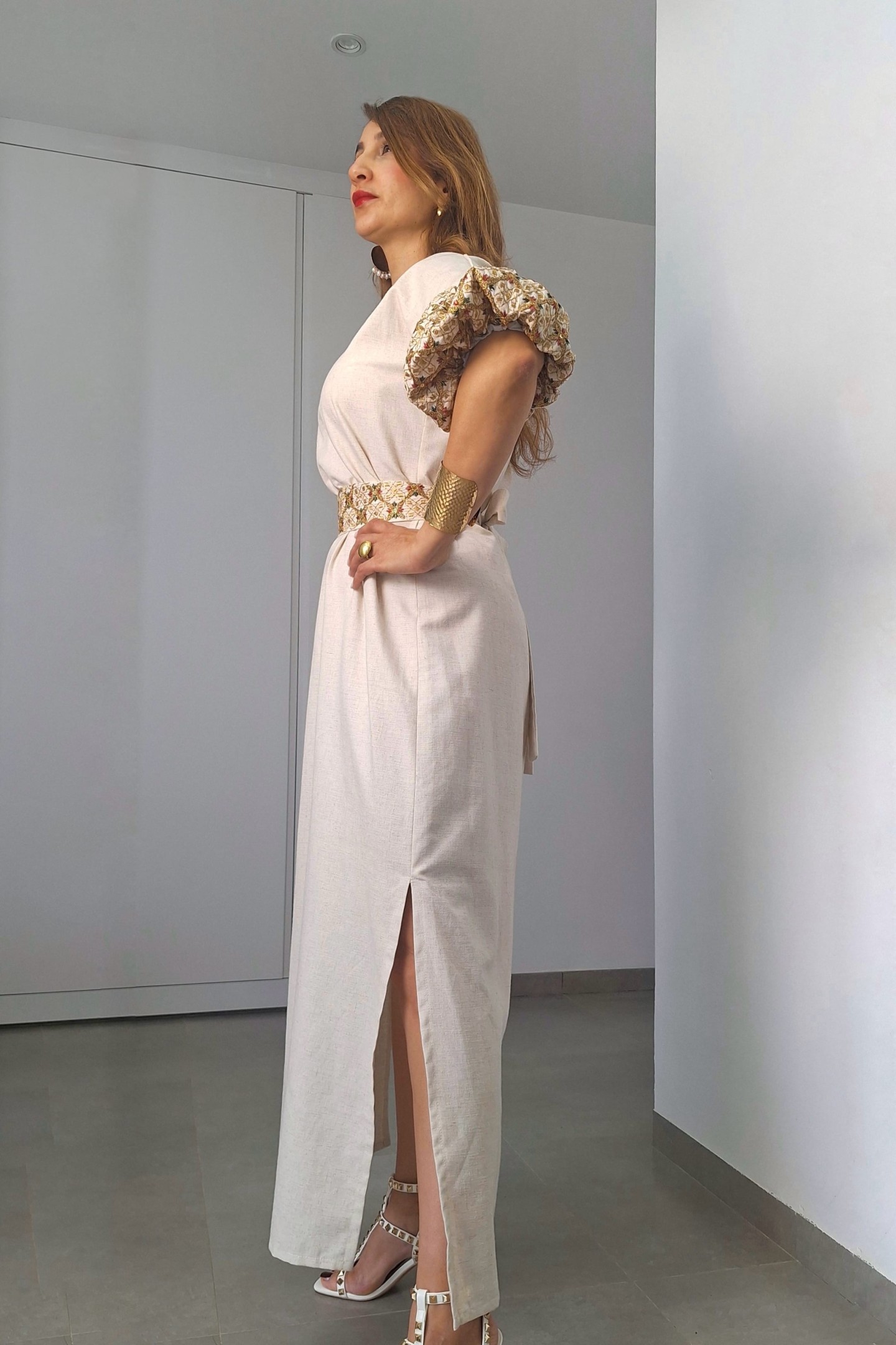 Robe Amel — Lin & Coton & Manches Bouffantes Brodées