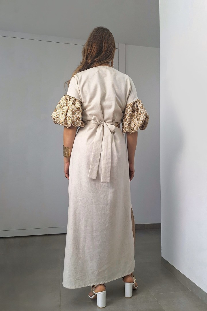 Robe Amel — Lin & Coton & Manches Bouffantes Brodées