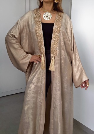 Abaya Layla Satin Métallisé Fluide Chic Quotidien Élégant