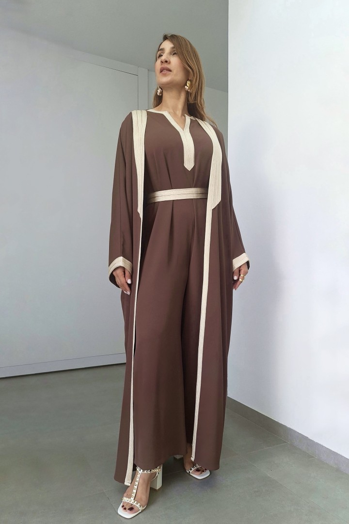 Ensemble Wissal Crêpe Fluide Abaya & Combinaison Chic