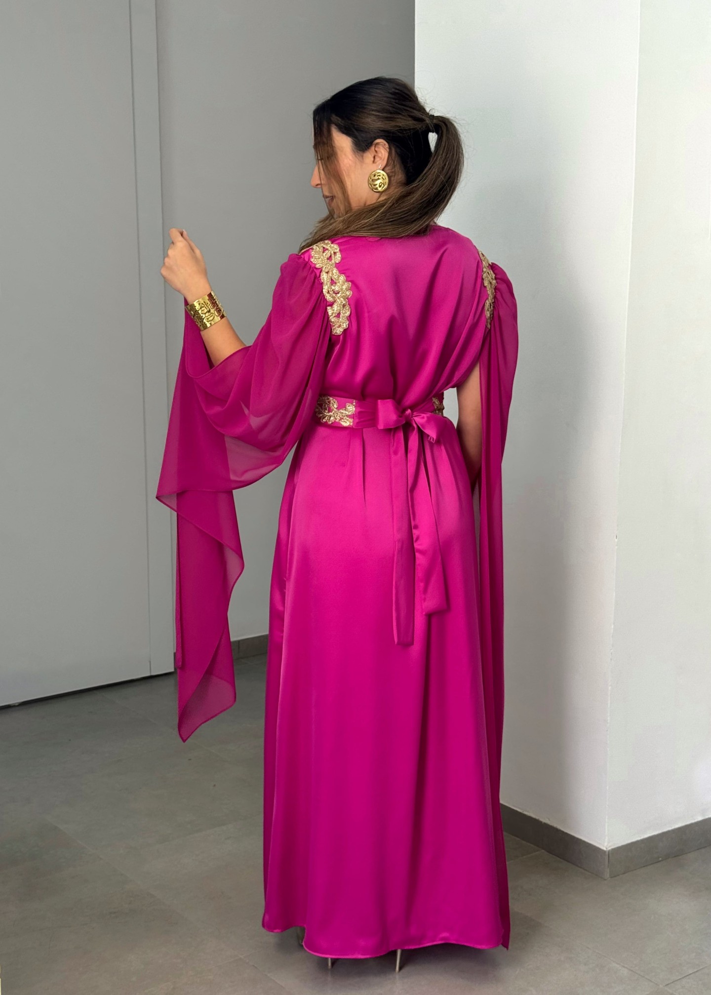 Robe Lina — Satin de Soie, Mousseline & Broderies Couture