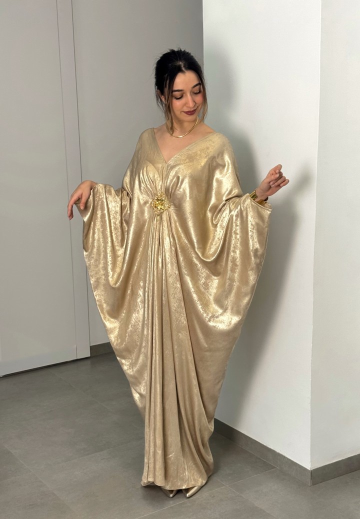 Robe Matica — Satin Métallisé & Broderie Fait Main