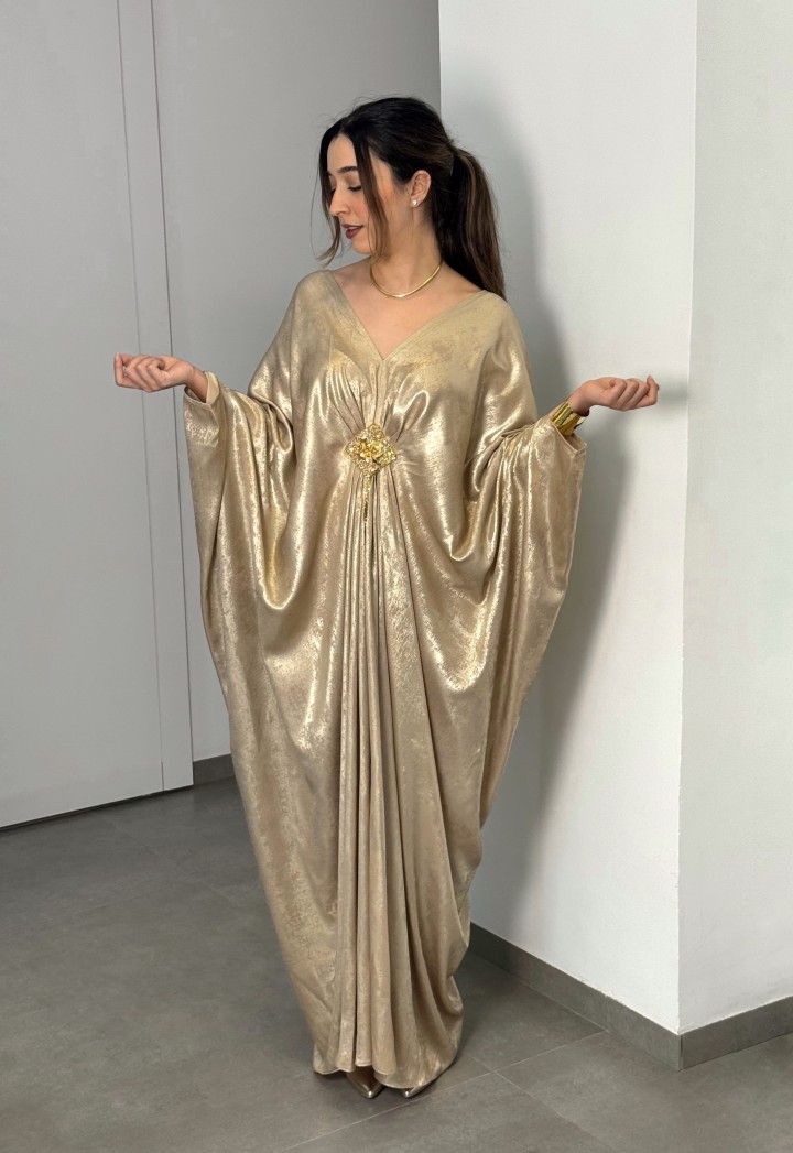 Robe Matica — Satin Métallisé & Broderie Fait Main