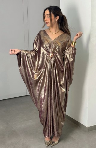 Robe Matica — Satin Métallisé & Broderie Fait Main