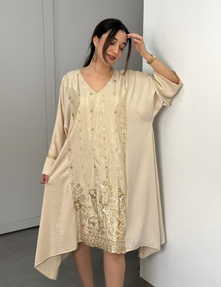 Robe Alya — Viscose Fluide & Broderie Perlée Couture