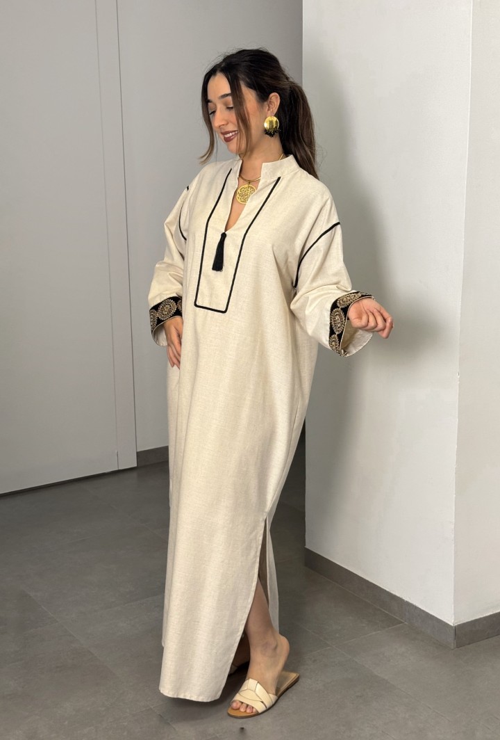 Robe Sana — Lin, Coton & Détails Velours Brodé