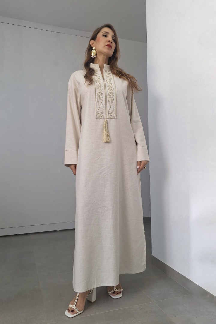 Robe Assala — Lin & Coton avec Calligraphie Exclusive
