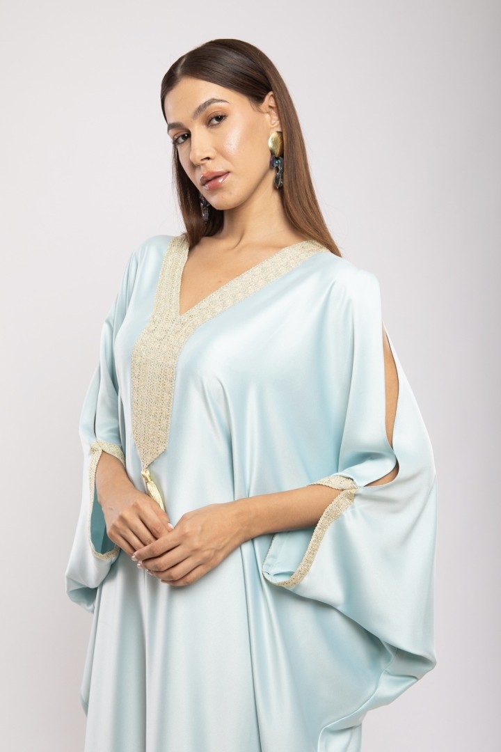 Jebba Mayssa Satin de Soie Papillon Fluide Broderie Soirée