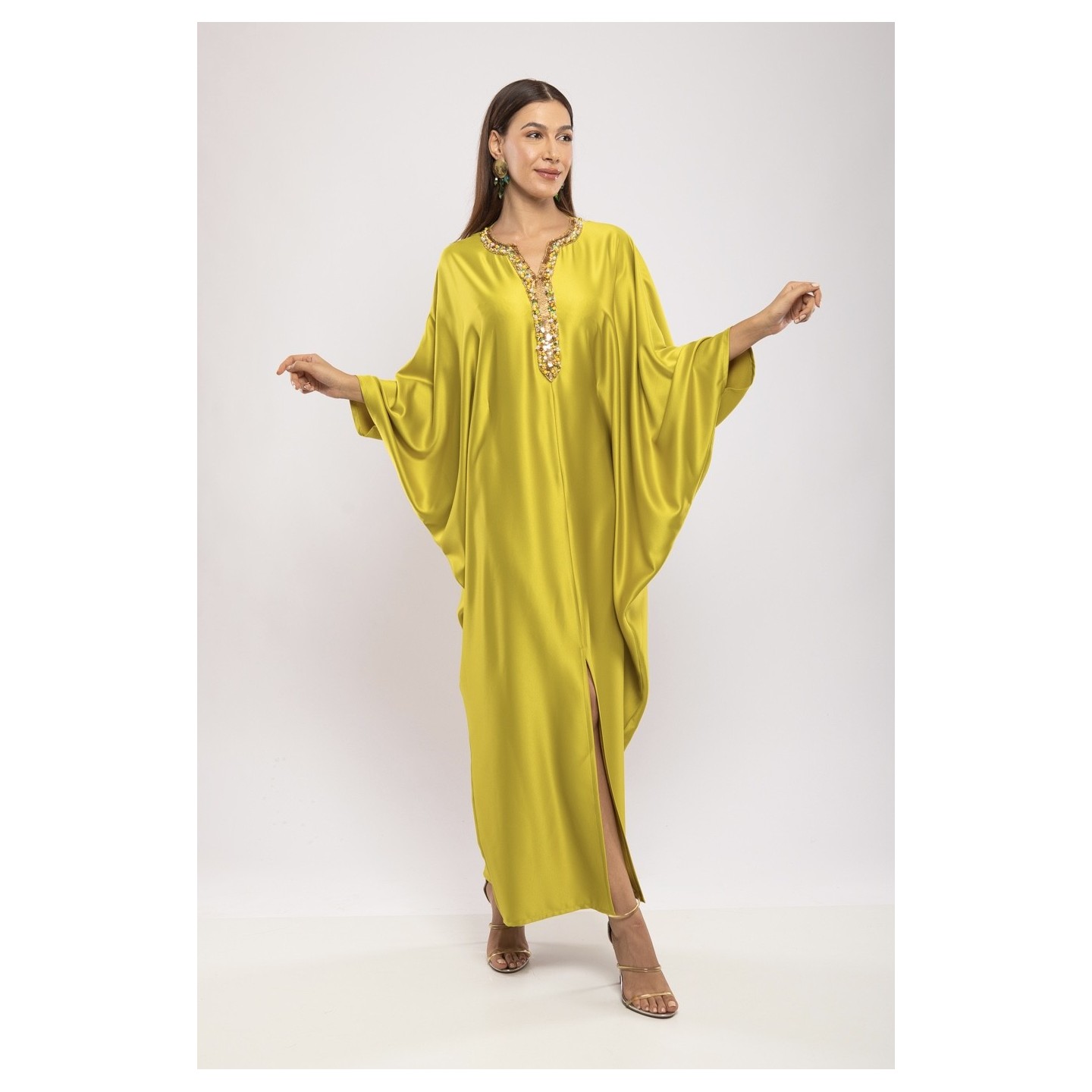 Robe Asma — Cristaux Sertis & Satin de Soie de Créateur