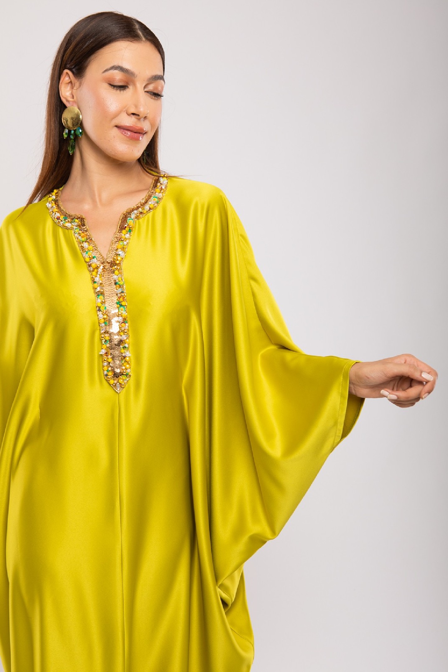 Robe Asma — Cristaux Sertis & Satin de Soie de Créateur