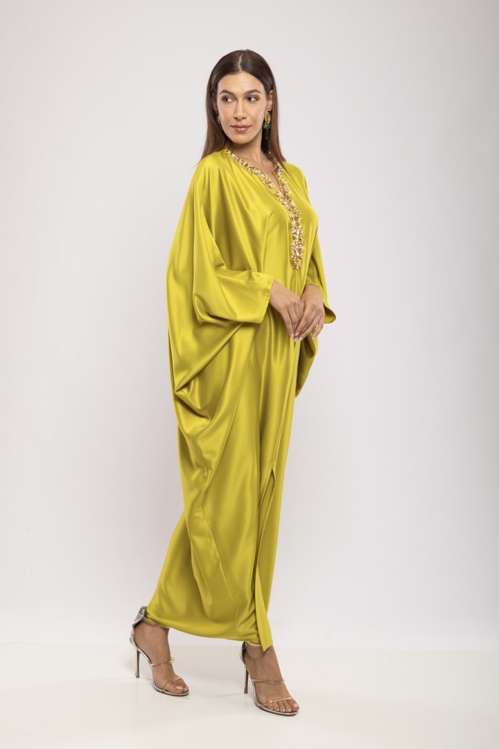 Robe Asma — Cristaux Sertis & Satin de Soie de Créateur