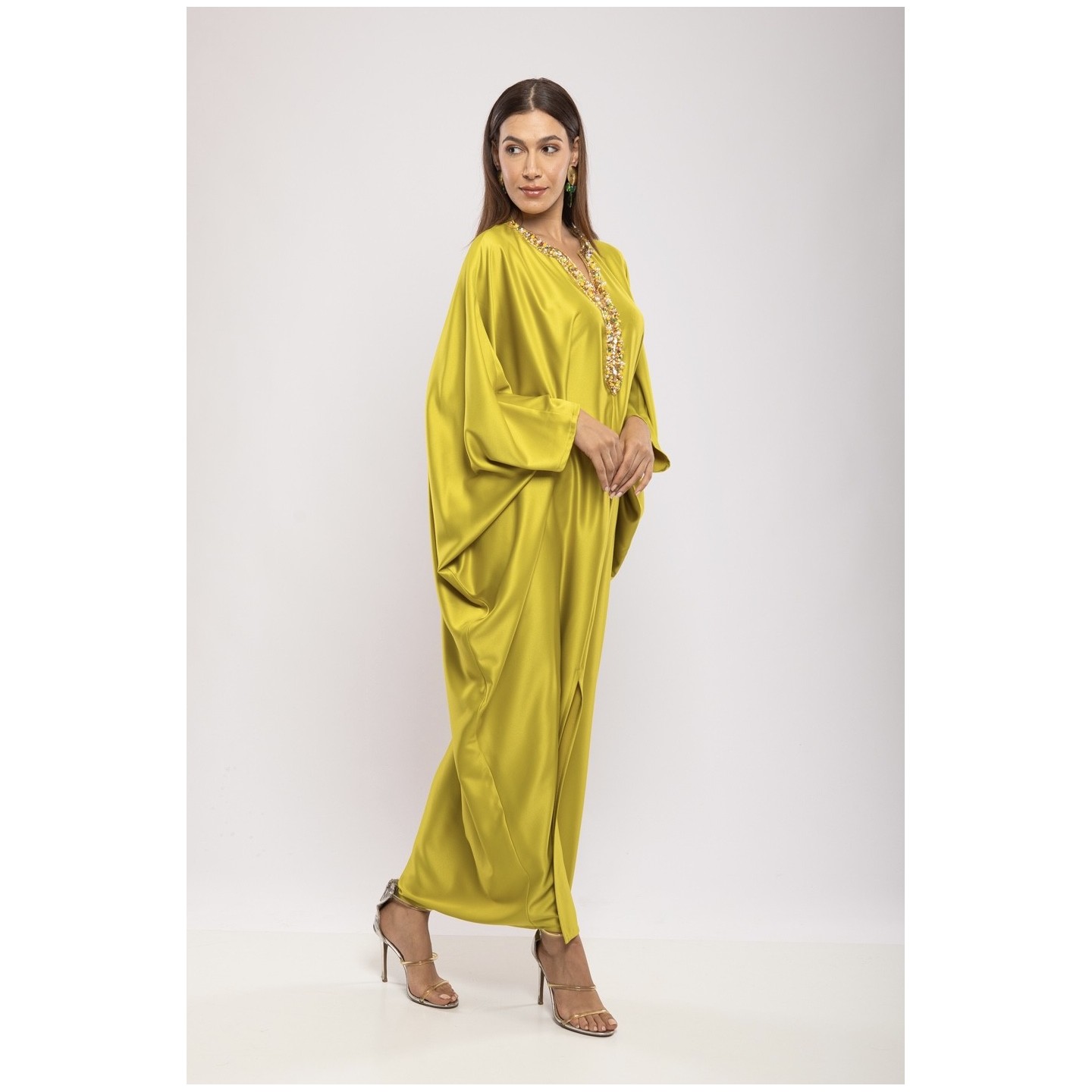 Robe Asma — Cristaux Sertis & Satin de Soie de Créateur