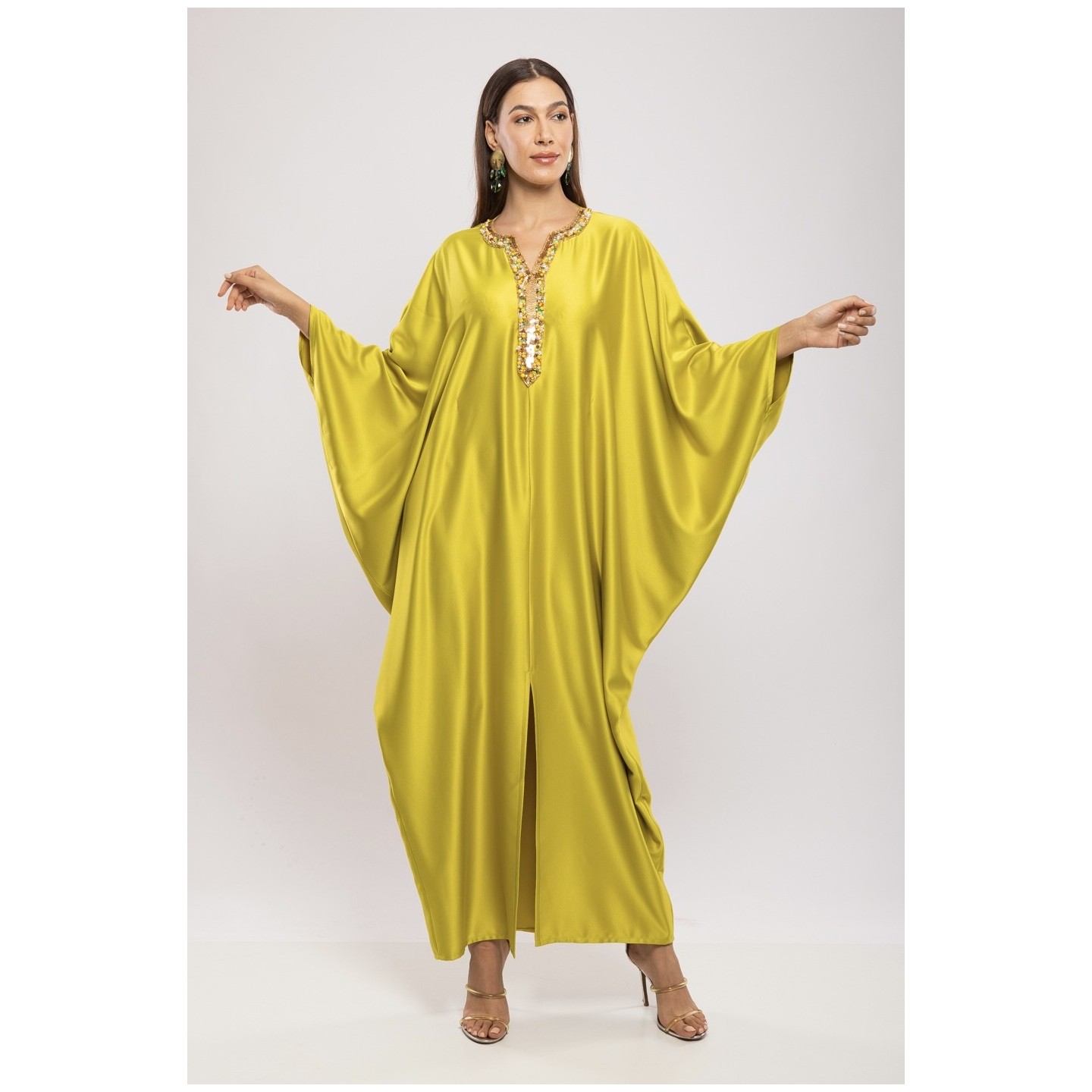 Robe Asma — Cristaux Sertis & Satin de Soie de Créateur