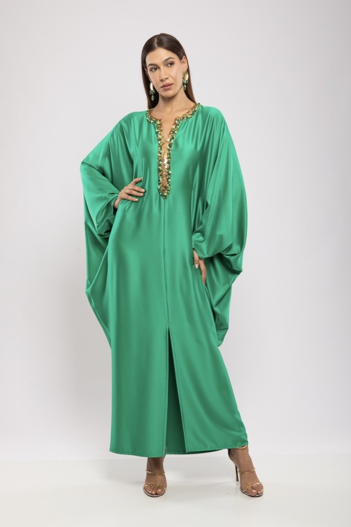 Robe Asma — Cristaux Sertis & Satin de Soie de Créateur