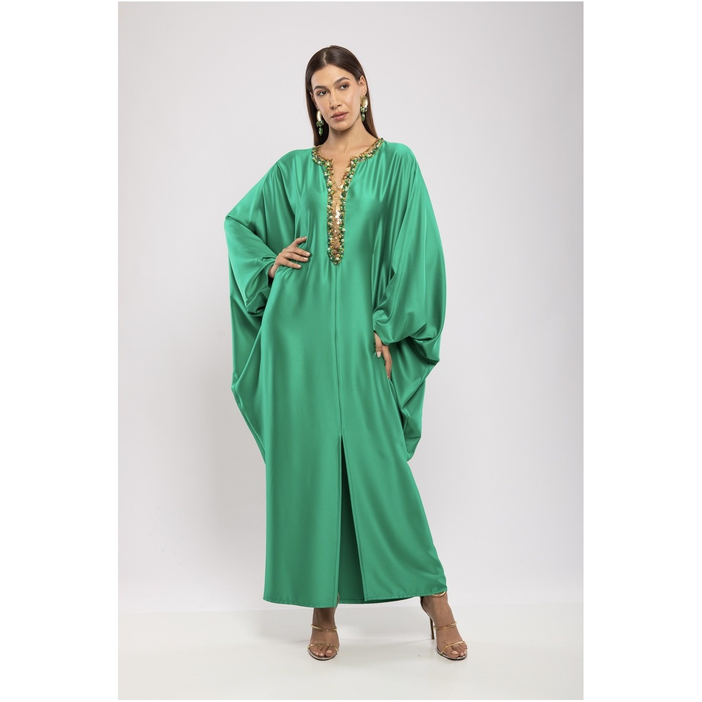 Robe Asma — Cristaux Sertis & Satin de Soie de Créateur