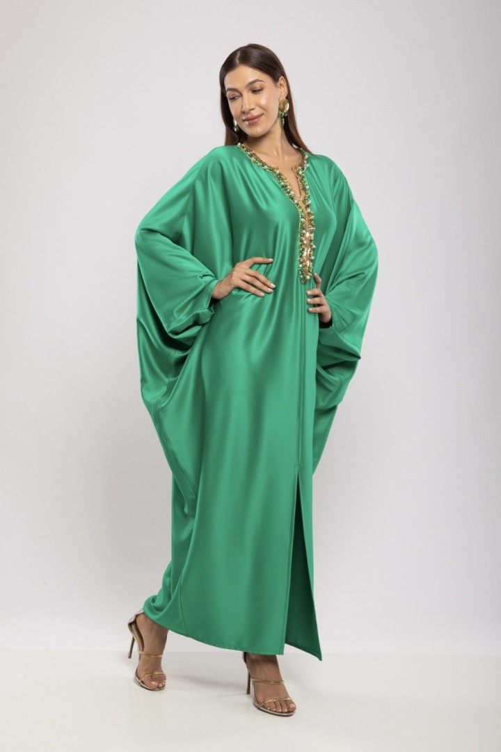 Robe Asma — Cristaux Sertis & Satin de Soie de Créateur