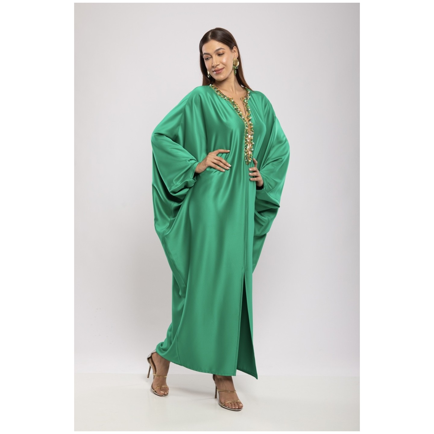 Robe Asma — Cristaux Sertis & Satin de Soie de Créateur