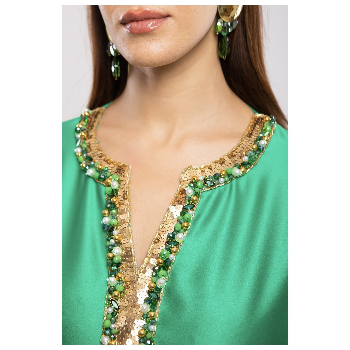 Robe Asma — Cristaux Sertis & Satin de Soie de Créateur