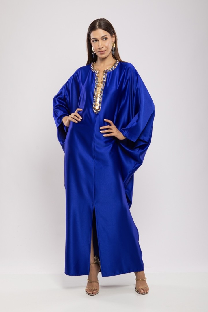 Robe Asma — Cristaux Sertis & Satin de Soie de Créateur