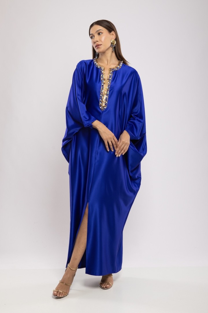 Robe Asma — Cristaux Sertis & Satin de Soie de Créateur
