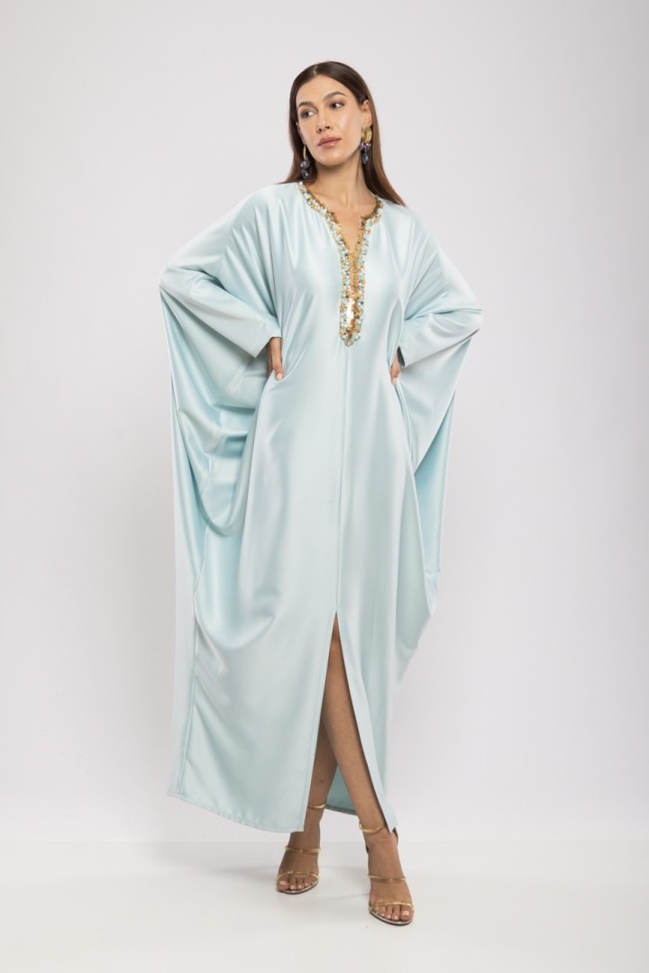 Robe Asma — Cristaux Sertis & Satin de Soie de Créateur