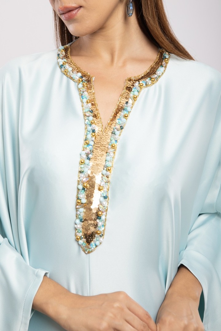 Robe Asma — Cristaux Sertis & Satin de Soie de Créateur