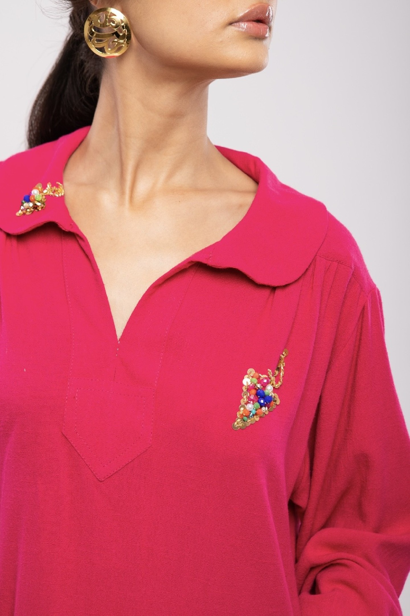 Jebba Jerbia Djerbienne Lin Coton Courte Cristaux Chic