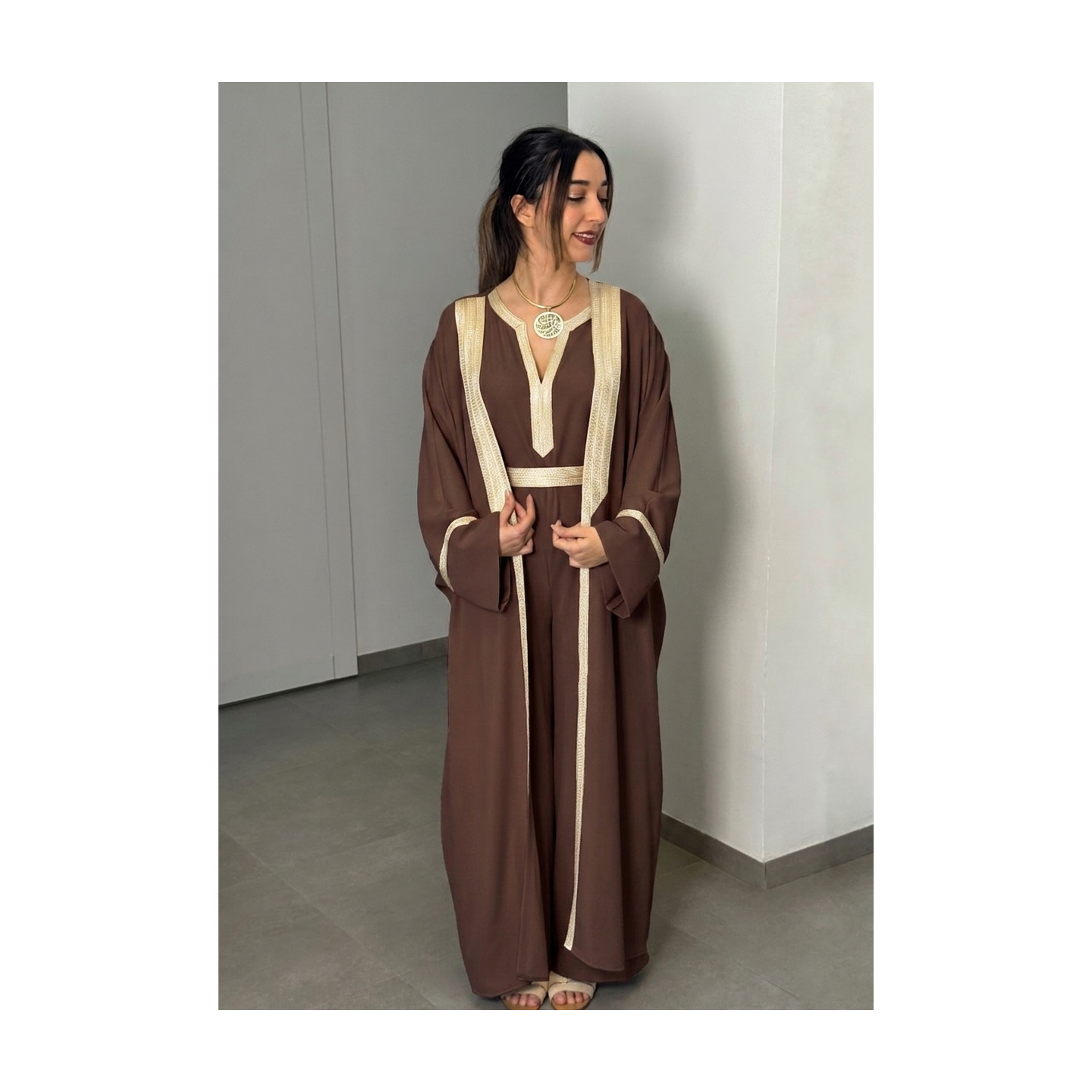 Ensemble Wissem — Abaya & Combinaison en Crêpe Fluide