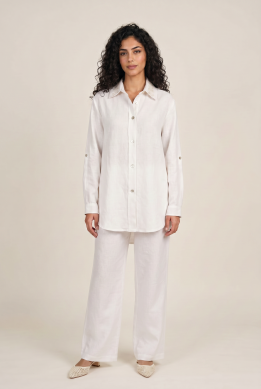 Ensemble Long en Lin Alizé — Style Casual Chic & Broderie Tunisienne