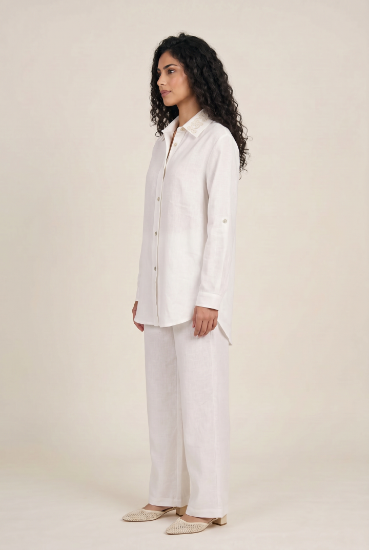 Ensemble Long en Lin Alizé — Style Casual Chic & Broderie Tunisienne