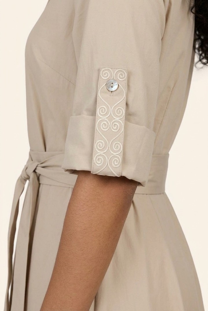 Robe Longue en Popeline Dune — Modest Fashion Casual Chic