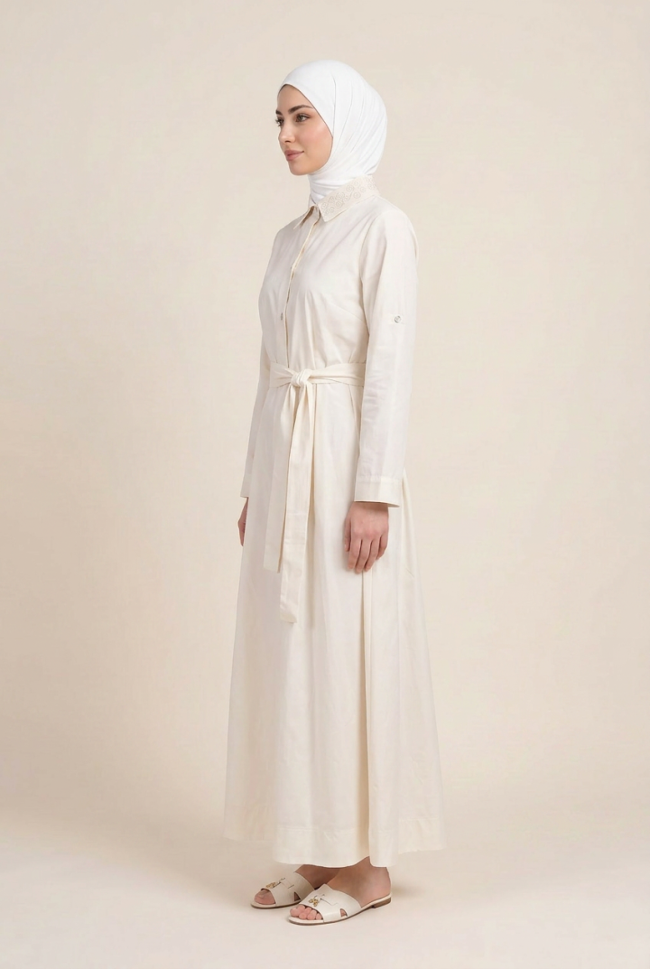 Robe Longue en Popeline Dune — Modest Fashion Casual Chic