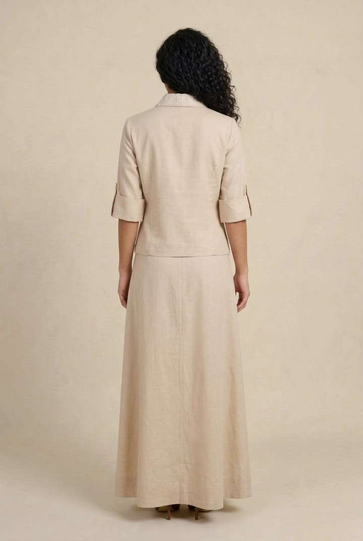Jupe Longue Asymétrique Odyssée — Popeline & Broderie Tunisienne
