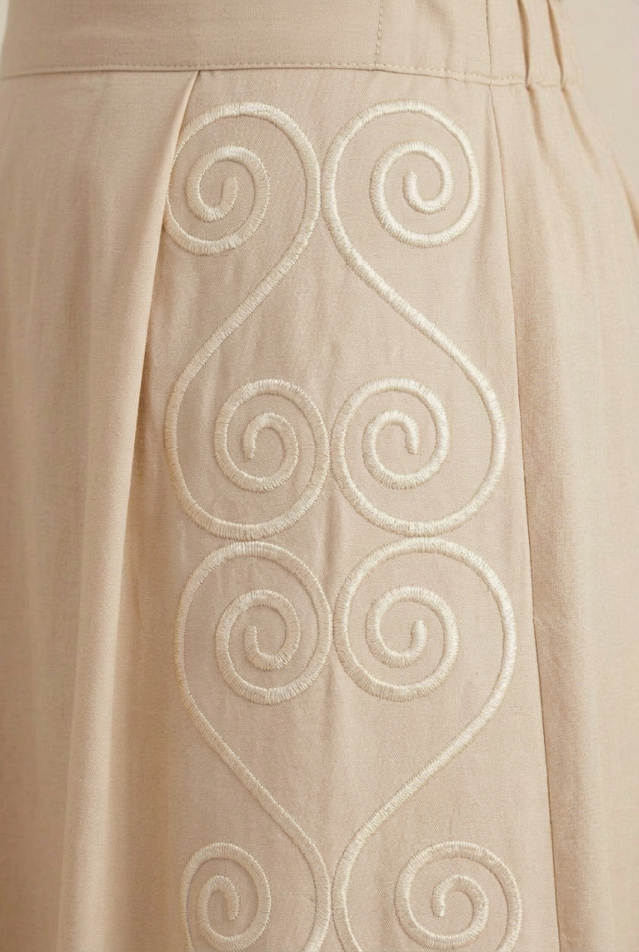 Jupe Longue Asymétrique Odyssée — Popeline & Broderie Tunisienne