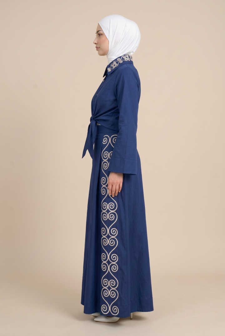 Jupe Longue Asymétrique Odyssée — Popeline & Broderie Tunisienne