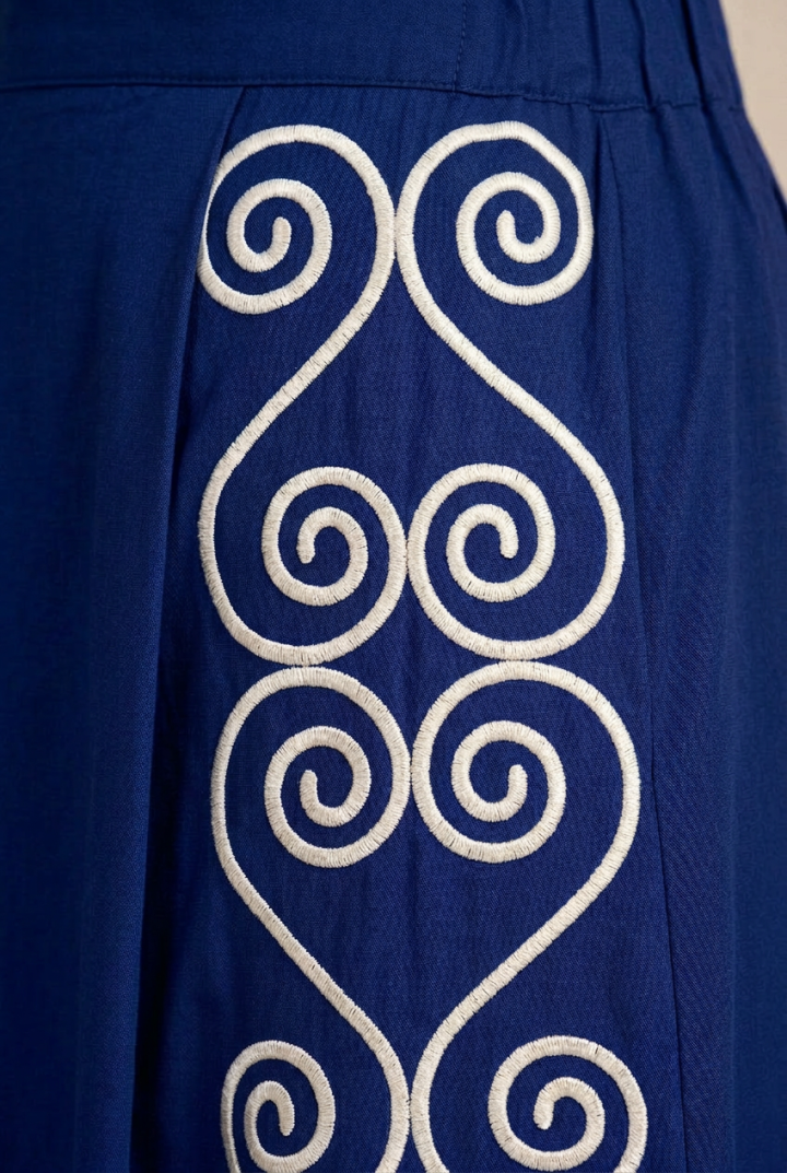 Jupe Longue Asymétrique Odyssée — Popeline & Broderie Tunisienne