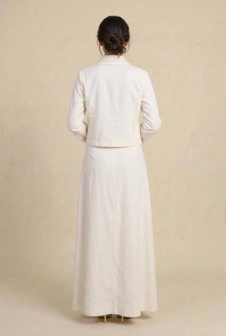 Jupe Longue Asymétrique Odyssée — Popeline & Broderie Tunisienne