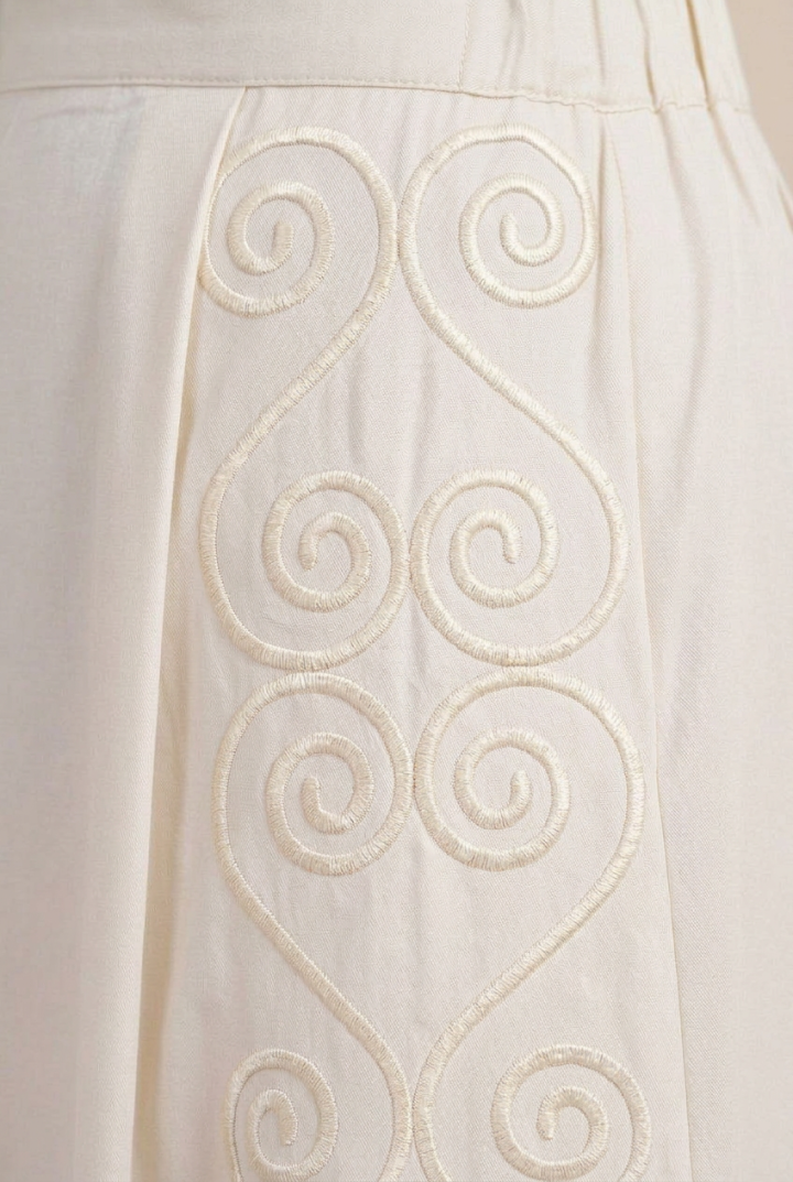 Jupe Longue Asymétrique Odyssée — Popeline & Broderie Tunisienne