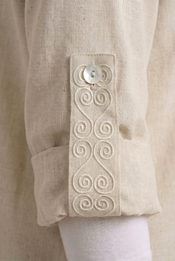 Ensemble Long en Lin Alizé — Style Casual Chic & Broderie Tunisienne