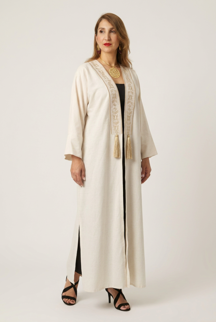 Kimono Antala — Lin & Coton & Broderie Berbère Artisanale