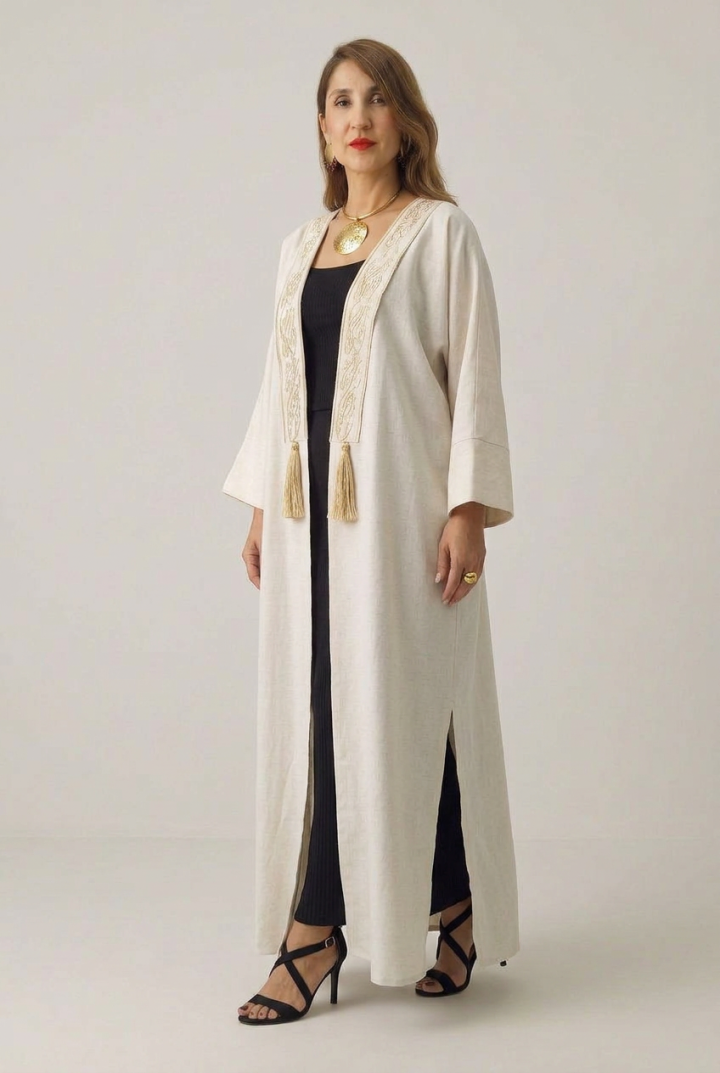 Kimono Artica — Calligraphie Dorée & Lin Premium